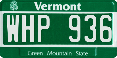 VT license plate WHP936
