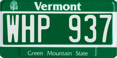 VT license plate WHP937