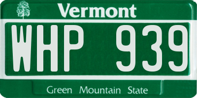 VT license plate WHP939