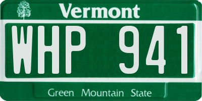 VT license plate WHP941