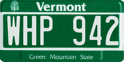 VT license plate WHP942