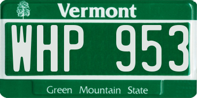 VT license plate WHP953