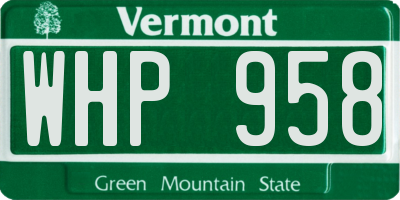 VT license plate WHP958