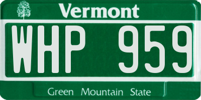 VT license plate WHP959