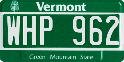 VT license plate WHP962