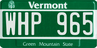 VT license plate WHP965