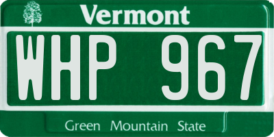 VT license plate WHP967