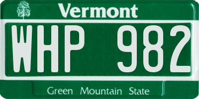 VT license plate WHP982