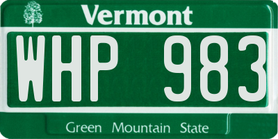 VT license plate WHP983