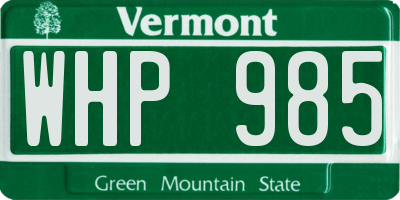 VT license plate WHP985