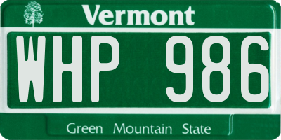 VT license plate WHP986