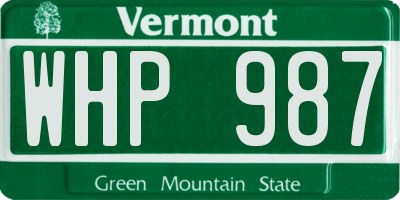 VT license plate WHP987