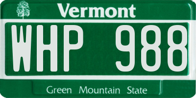 VT license plate WHP988