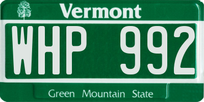 VT license plate WHP992
