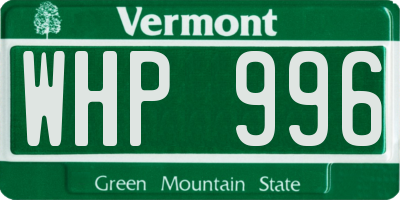 VT license plate WHP996