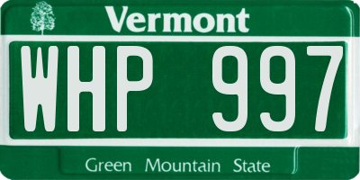 VT license plate WHP997