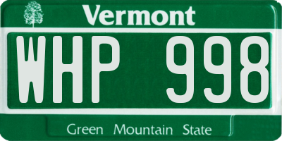 VT license plate WHP998