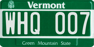 VT license plate WHQ007
