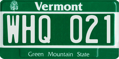VT license plate WHQ021