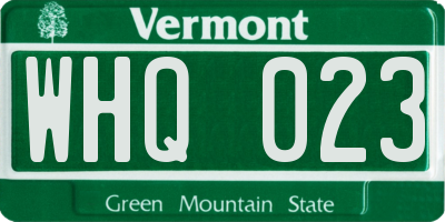 VT license plate WHQ023