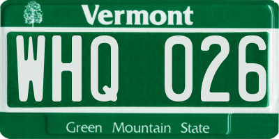VT license plate WHQ026