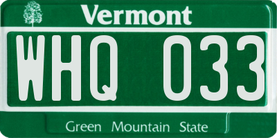 VT license plate WHQ033