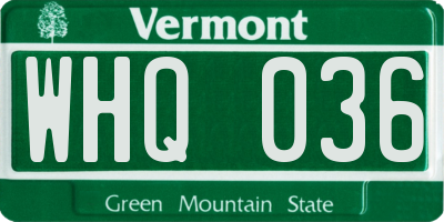 VT license plate WHQ036