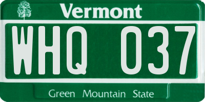VT license plate WHQ037