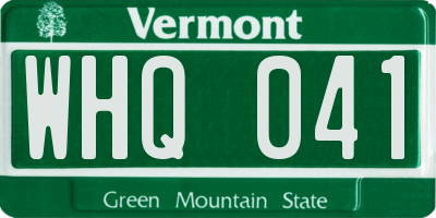 VT license plate WHQ041