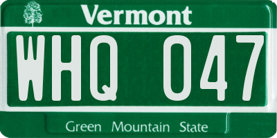 VT license plate WHQ047
