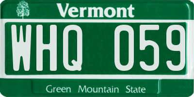 VT license plate WHQ059