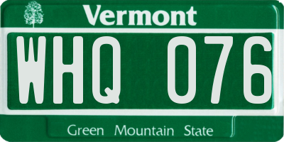 VT license plate WHQ076
