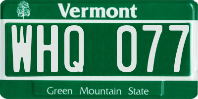 VT license plate WHQ077