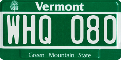 VT license plate WHQ080
