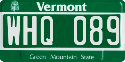 VT license plate WHQ089