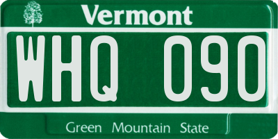 VT license plate WHQ090