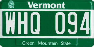 VT license plate WHQ094