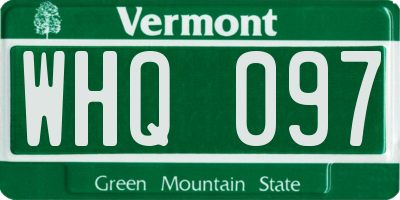 VT license plate WHQ097