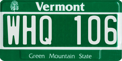 VT license plate WHQ106