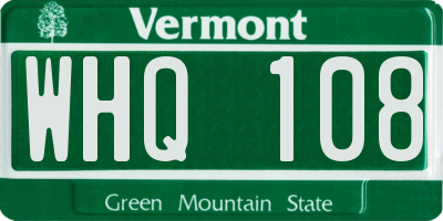 VT license plate WHQ108