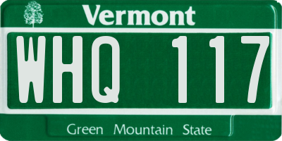 VT license plate WHQ117