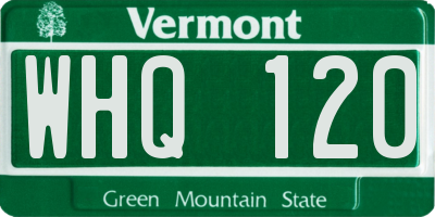 VT license plate WHQ120
