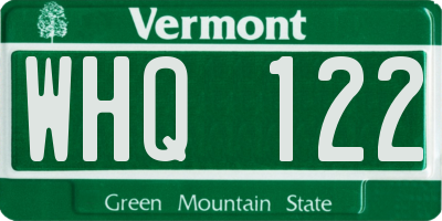 VT license plate WHQ122