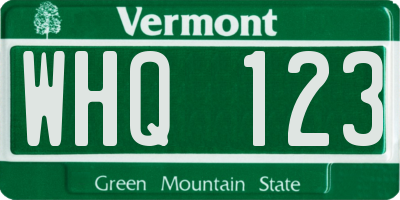 VT license plate WHQ123