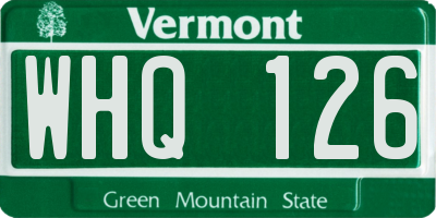 VT license plate WHQ126
