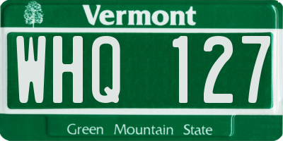 VT license plate WHQ127