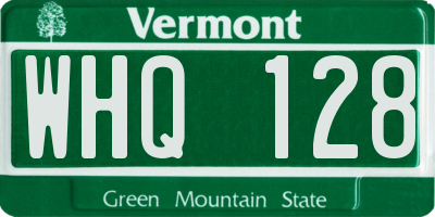 VT license plate WHQ128