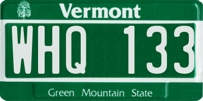 VT license plate WHQ133