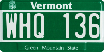 VT license plate WHQ136