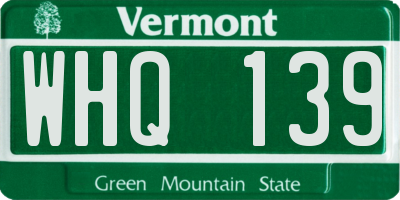 VT license plate WHQ139